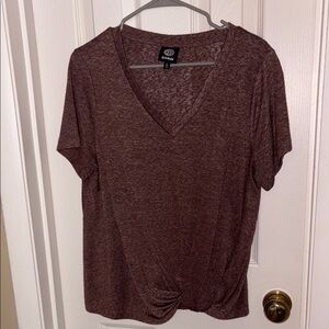 Bobeau Red Relaxed Tie Front Short Sleeve T-Shirt
